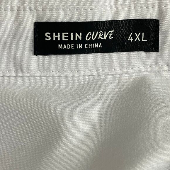 SHEIN Curve Button Down Shirt, Curved Hem, High Side Slits, White, 4XL - Picture 3 of 8
